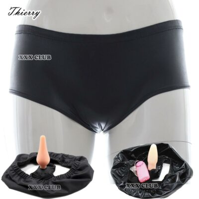 Butt Plug Underwear Panties Concealed Dildo Black Pants With Anus
