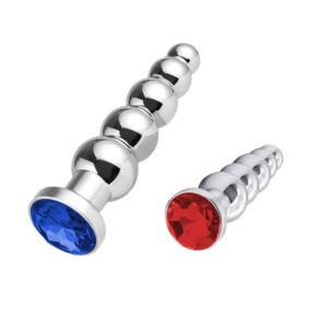 Metal Stainless Steel Diamond Dildo Anal Beads Dildo with Handle